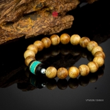 Vòng trầm hương banh già tròn 10 li mix đá Tây Tạng