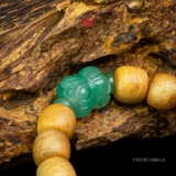 Vòng trầm hương lu thống 10 li mix ngọc đài sen xanh