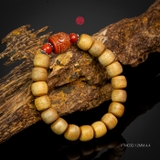 Vòng trầm hương lu thống 12 li mix đá lu thống đỏ