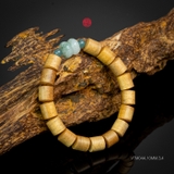 Vòng trầm hương trúc 10 li mix ngọc đài sen xanh