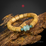 Vòng trầm hương trúc 10 li mix ngọc đài sen xanh