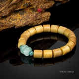 Vòng trầm hương trúc 10 li mix ngọc đài sen xanh