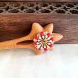 Trâm gỗ cài tóc HOA ĐỎ HẠT LẤP LÁNH