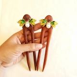 Trâm cài tóc gỗ Con Ong 2 (2 que)