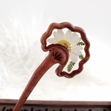 TRÂM CÀI TÓC GỖ-RESIN & HOA KHÔ CÚC TRẮNG