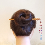 Trâm cài tóc tua rua gỗ hạt nhiều màu ( 2 dây )