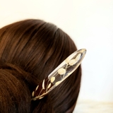 Trâm cài tóc gỗ- resin- Cỏ hạt mưa