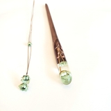 TRÂM CÀI TÓC GỖ-RESIN & SNOWY XANH 2 HOA