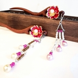 Trâm cài tóc tua rua HOA SƠN HỒNG TÍM