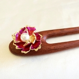 Trâm gỗ cài tóc HOA SƠN HỒNG TÍM