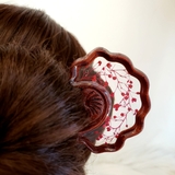Trâm cài tóc gỗ- resin- cánh quạt- babybreath đỏ - 100