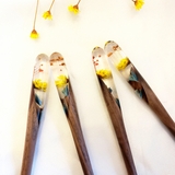 Trâm cài tóc gỗ- resin- hoa khô 92