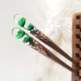 TRÂM CÀI TÓC GỖ-RESIN & SNOWY XANH 2 HOA