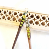 Trâm cài tóc gỗ- resin- SNOWY VÀNG