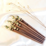 TRÂM CÀI TÓC GỖ-RESIN & SNOWY TRẮNG 2 HOA - 57