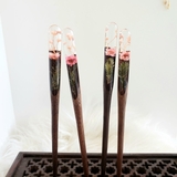 Trâm cài tóc gỗ- resin- hoa khô 88
