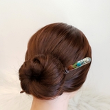 Trâm cài tóc gỗ- resin- hoa khô 42