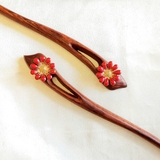 Trâm cài tóc gỗ đính HOA CÚC