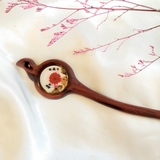 Trâm cài tóc gỗ- resin- hoa khô 81