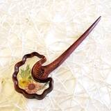 Trâm cài tóc gỗ- resin- hoa khô 53