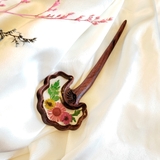 Trâm cài tóc gỗ- resin- cánh quạt- cúcđỏ mixhoa nhiềucánh-103