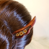 Trâm cài tóc gỗ- resin- hoa khô 55