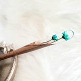 TRÂM CÀI TÓC GỖ-RESIN & SNOWY XANH 2 HOA