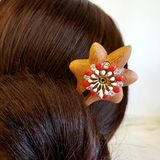 Trâm gỗ cài tóc HOA ĐỎ HẠT LẤP LÁNH