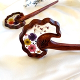 Trâm cài tóc gỗ- resin- hoa khô 67