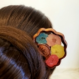 Trâm cài tóc gỗ- resin-cánh quạt- HOA CÚC