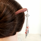 Trâm cài tóc tua rua hạt bẹt màu