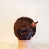 Trâm cài tóc gỗ- resin- hoa kết trái tim-110