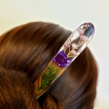 Trâm cài tóc gỗ- resin- hoa khô 86