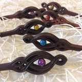 Trâm gỗ cài tóc " HOA VĂN MIX HẠT MÀU"