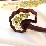 Trâm cài tóc gỗ- resin- hoa khô 80