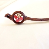 Trâm cài tóc gỗ- resin- hoa khô 78