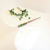 Trâm cài tóc gỗ-resin-ống-snowyxanhlá 127