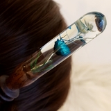 Trâm cài tóc gỗ- resin- hoa khô 42