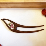 Trâm cài tóc gỗ- resin- 2queluon-trântrâumaihồng-112