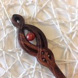 Trâm gỗ cài tóc " HOA VĂN MIX HẠT MÀU"