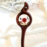 Trâm cài tóc gỗ- resin- hoa khô 81
