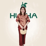(Mã E160)  Đồ bộ trung niên Huy Hà , kiểu dáng : cổ tròn , tay lỡ , bộ lụa chất vải tơ tằm