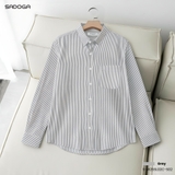 Áo sơ mi Sadoga Classic kẻ sọc xám S02