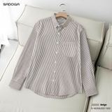 Áo sơ mi Sadoga Classic kẻ sọc be S03