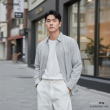 Áo sơ mi Sadoga Classic kẻ sọc xám S02
