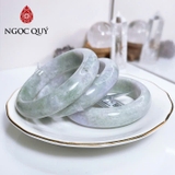 Vòng cẩm thạch A - Phỉ thúy type A bản hẹ xanh nhạt phớt tím tử lan ni 50 - 56 mm (kèm kđ Liulab) - Ngọc Quý