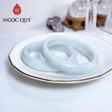 Vòng cẩm thạch A - Ngọc phỉ thúy type A bản hẹ bạch ngọc phớt xanh nhẹ điểm dầu chất nếp mịn ni 52 - 56 mm - Ngoc Quý