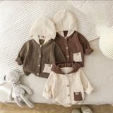 Áo khoác len Cardigan có mũ phối màu cho bé