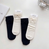 Tất vớ cổ cao nơ lưới chấm bi cho bé gái