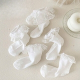 Tất vớ cổ ren bèo trắng BAMI XIONG cho bé gái